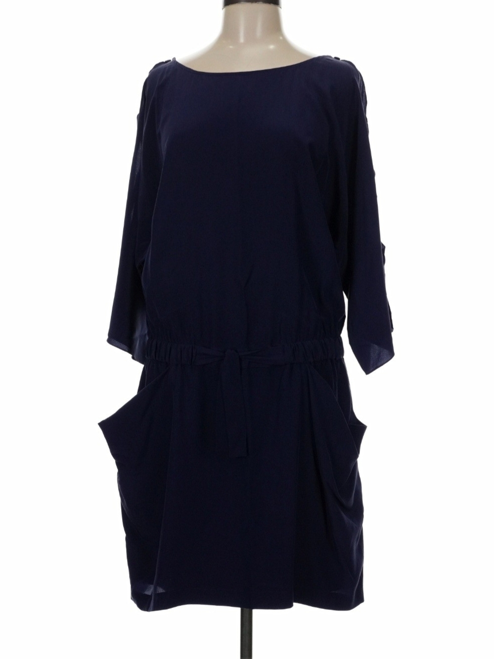 BCBGMaxAzria Navy Blue Drawstring Waist Long Sleeve Dress